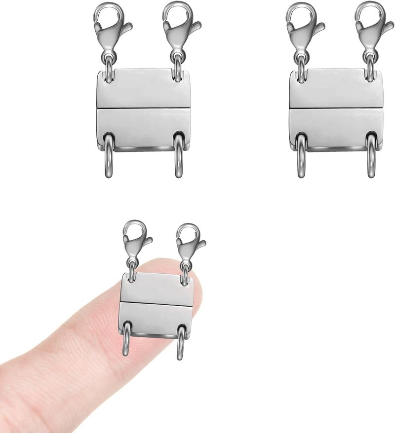 HOLAILS Magnetic Necklace Separator for Layering Necklace Stack Adjustable Stackable Clasps for Women Tangle-Free Separator for Multiple Chain Necklaces (2Pcs Silver) - Image 1